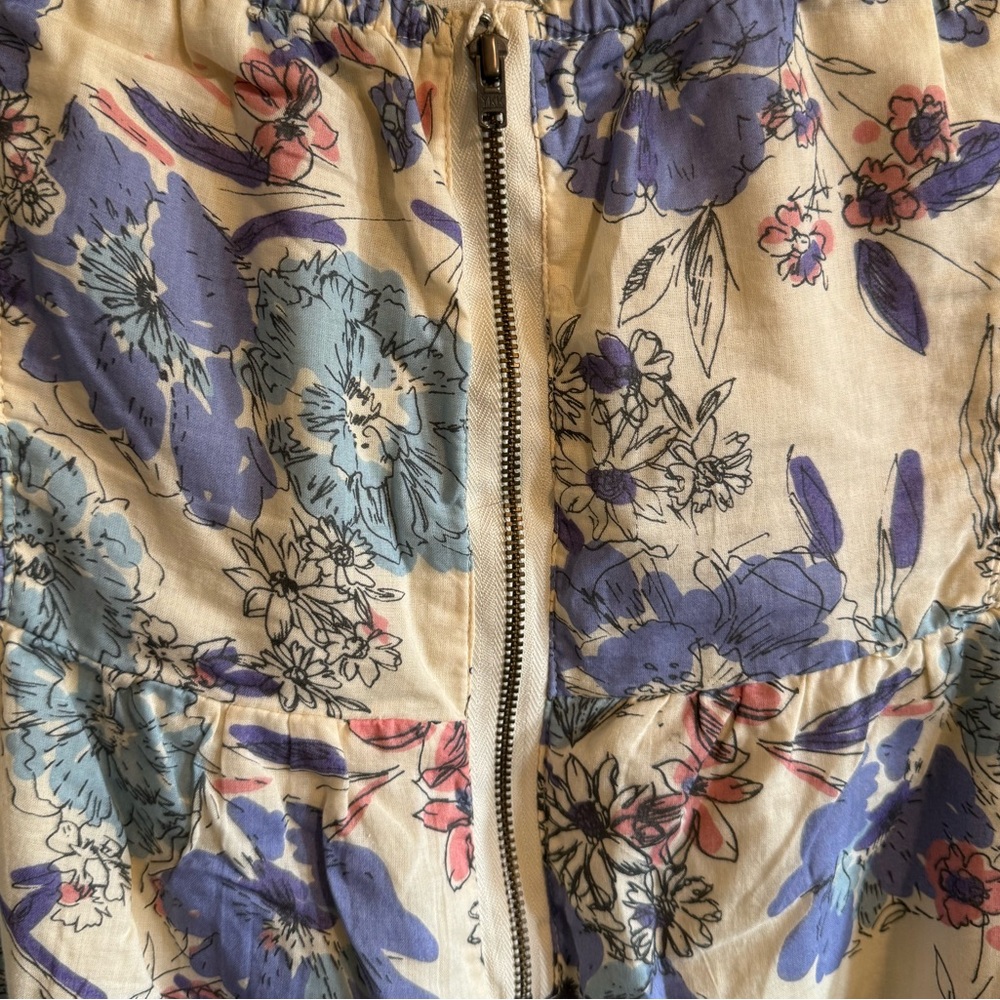 O’Neill Floral Button Down Strapless Mini Dress Cream Blue Purple Women’s Size M - Picture 7 of 9